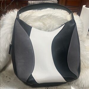 ALFANI Women's Colorblock Hobo Bag in Black, Gray & White